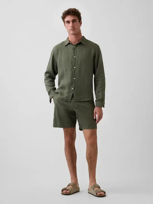 7,5" Shorts i lin-bomullsblanding