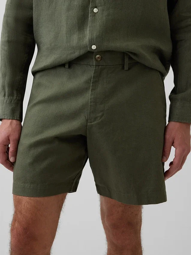 7,5" Shorts i lin-bomullsblanding
