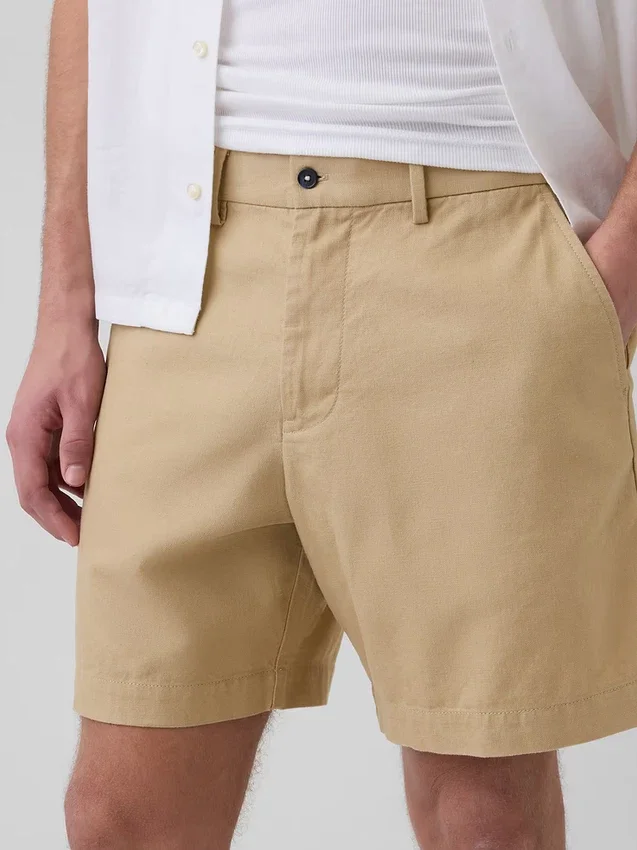 7,5" Shorts i lin-bomullsblanding