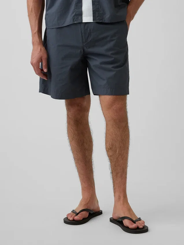 7" avslappede shorts i poplin