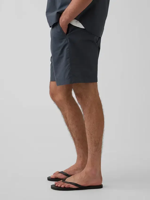 7" avslappede shorts i poplin