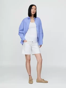 7" Mammaklær-shorts i denim med hel front