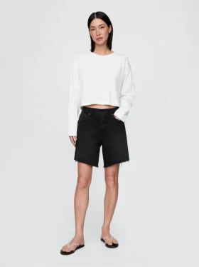 8" Bermudashorts i løs passform med midhøy midje i 90-tallsstil