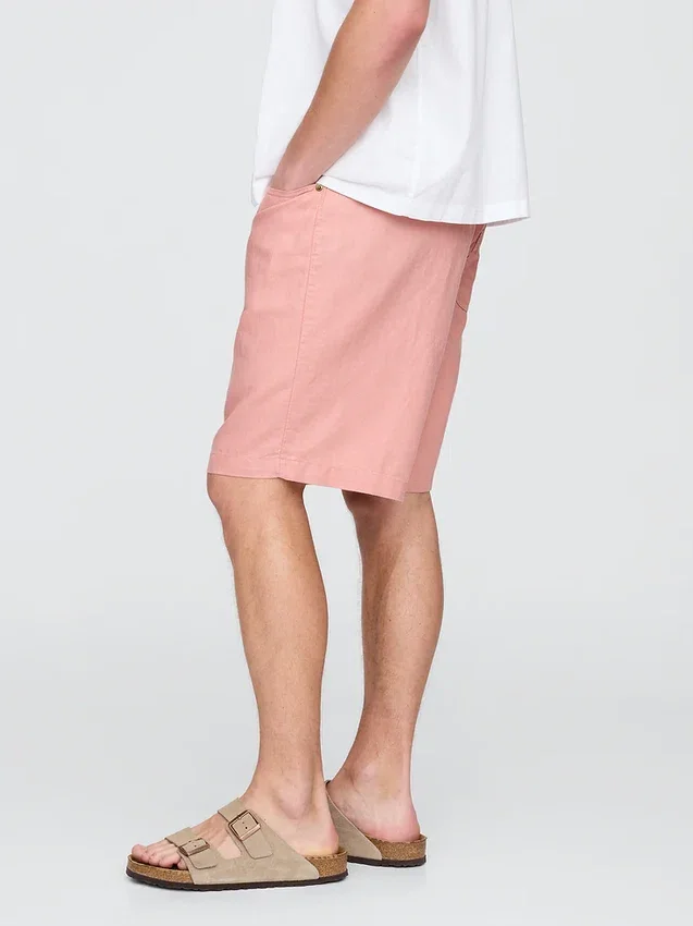 9" Easy-shorts i lin og bomull