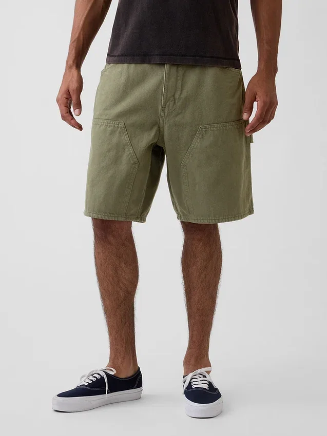 9" løse tømrershorts i denim