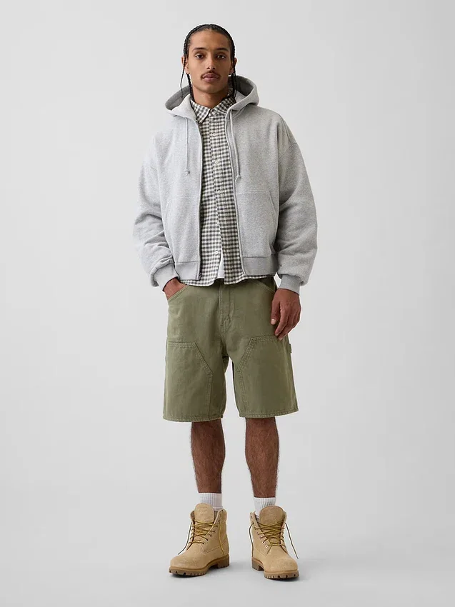 9" løse tømrershorts i denim