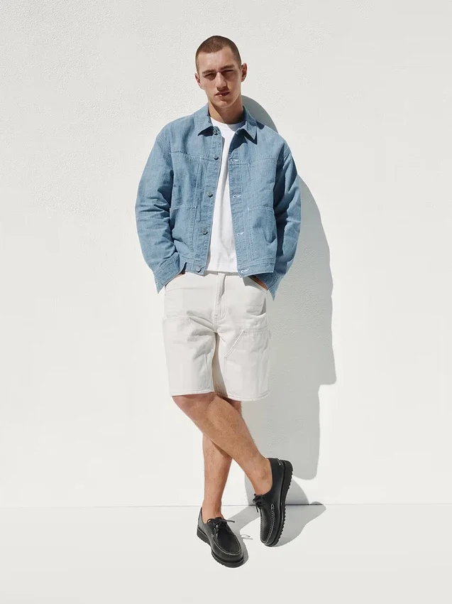 9" løse tømrershorts i denim