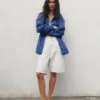9" løse tømrershorts i denim
