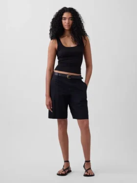 9" shorts i linblanding med lav midje