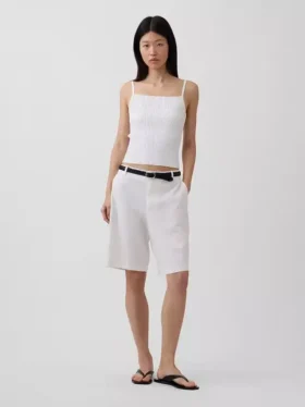 9" shorts i linblanding med lav midje