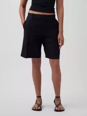 9″ shorts i linblanding med lav midje