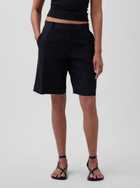 9″ shorts i linblanding med lav midje