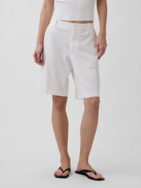 9″ shorts i linblanding med lav midje