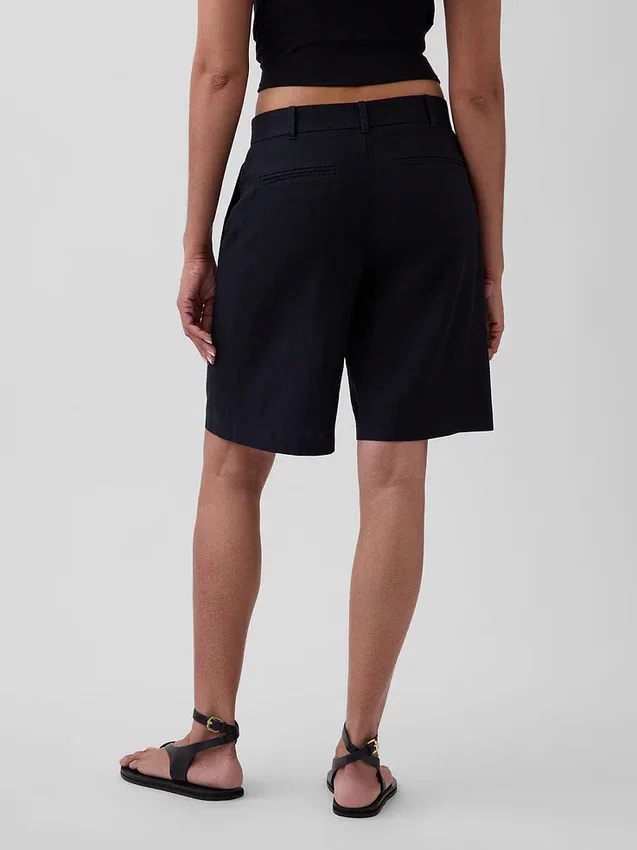 9" shorts i linblanding med lav midje