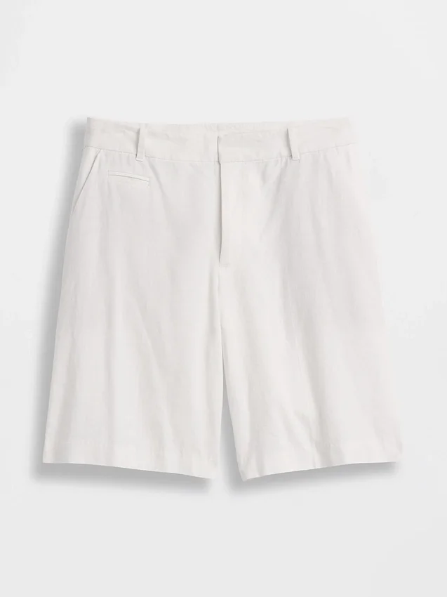 9" shorts i linblanding med lav midje