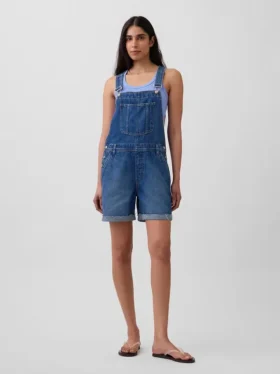 90-talls løse denim-shorteoveraller