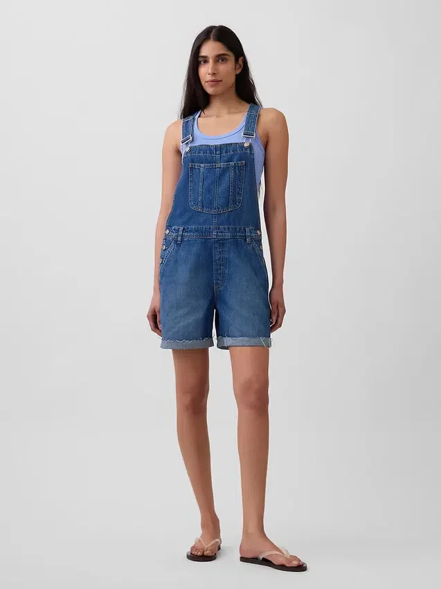 90-talls løse denim-shorteoveraller