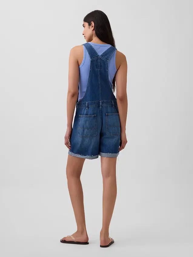 90-talls løse denim-shorteoveraller