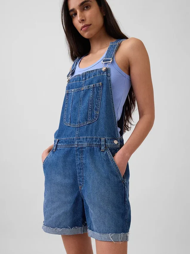 90-talls løse denim-shorteoveraller