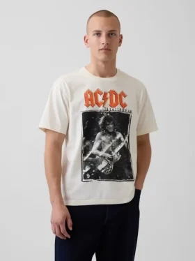 AC/DC T-skjorte med grafisk trykk i avslappet passform