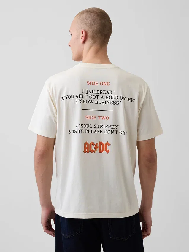 AC/DC T-skjorte med grafisk trykk i avslappet passform