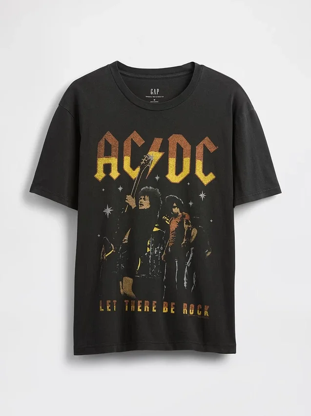 AC/DC T-skjorte med grafisk trykk i avslappet passform