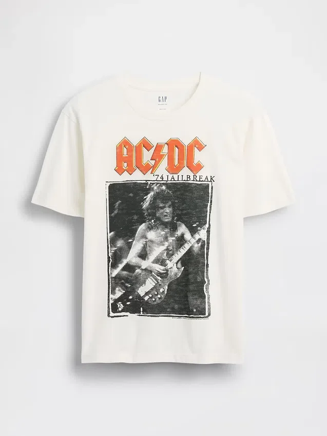 AC/DC T-skjorte med grafisk trykk i avslappet passform