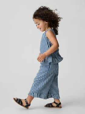 Antrekk til Baby og Småbarn i gingham-denim med volanger nederst