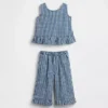 Antrekk til Baby og Småbarn i gingham-denim med volanger nederst