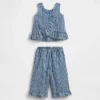 Antrekk til Baby og Småbarn i gingham-denim med volanger nederst