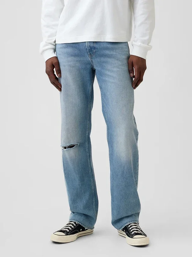 Avslappede, rette jeans