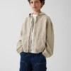 Avslappet denimjakke med hette for barn