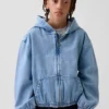 Avslappet denimjakke med hette for barn