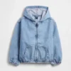 Avslappet denimjakke med hette for barn