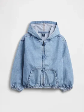 Avslappet denimjakke med hette for barn