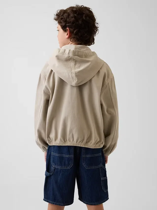 Avslappet denimjakke med hette for barn