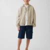 Avslappet denimjakke med hette for barn