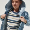 Avslappet denimjakke med hette for barn