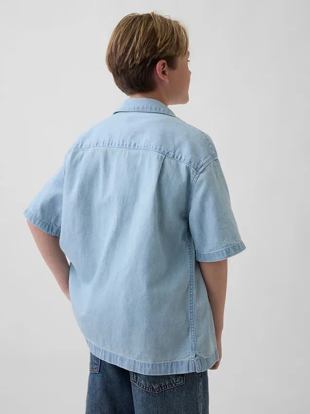 Avslappet denimskjorte for barn