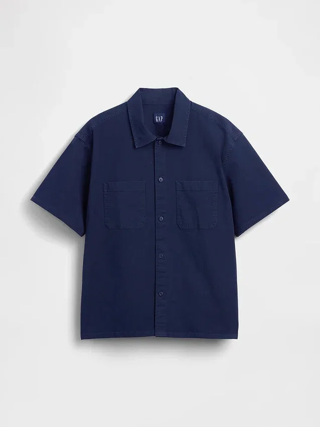 Avslappet utility-skjorte med rett kant