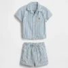 Baby-antrekk i denim med striper