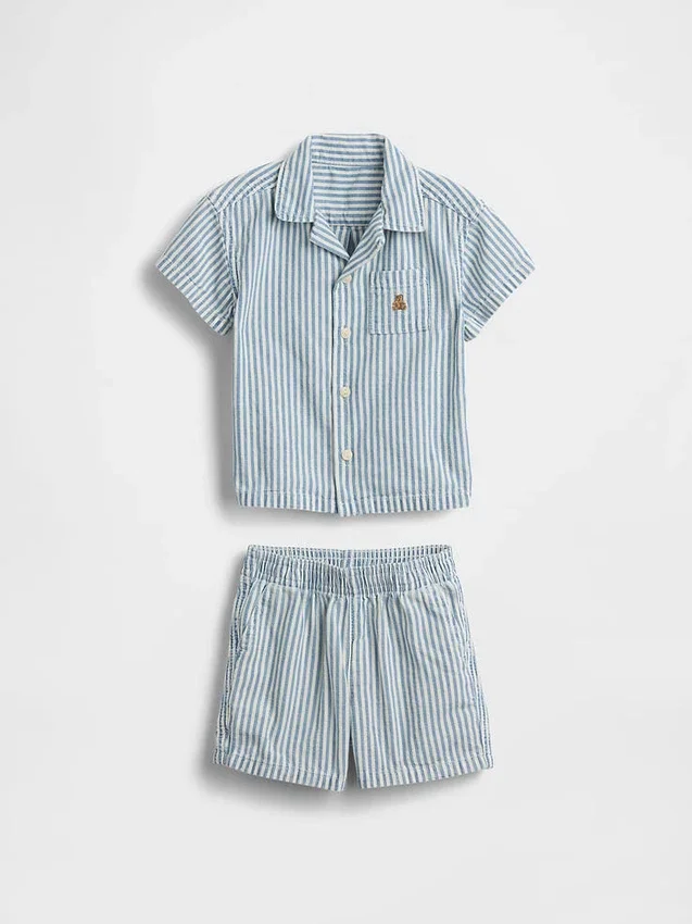 Baby-antrekk i denim med striper