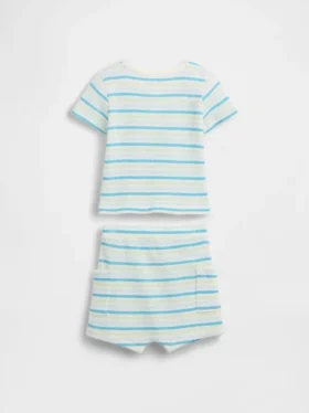 Baby-antrekk med vaffelstrikket Henley-trøye