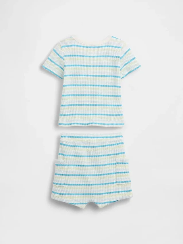Baby-antrekk med vaffelstrikket Henley-trøye