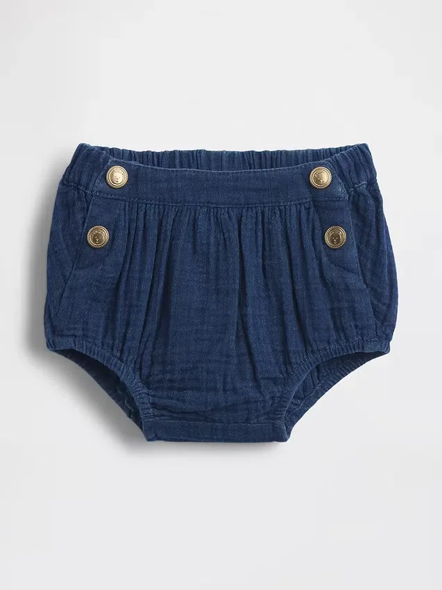 Baby-bloomers i bomullsgas og denim i sjømannstil