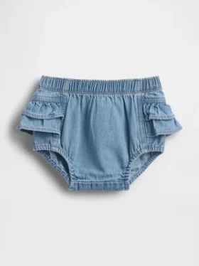 Baby-bloomers i denim med volanger