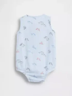 Baby-body i bomullsgas med Henley-hals og lomme