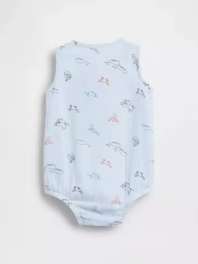 Baby-body i bomullsgas med Henley-hals og lomme