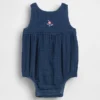 Baby-body i bomullsgasbind og denim