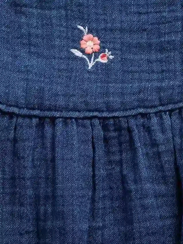 Baby-body i bomullsgasbind og denim